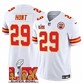 Men & Women & Youth Kansas City Chiefs #29 Kareem Hunt White 2025 Super Bowl LIX Patch F.U.S.E. Vapor Limited Stitched Jersey,baseball caps,new era cap wholesale,wholesale hats